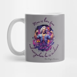 Man is born free and everywhere he is in chains - white - Jean Jaques Rousseau, Social Contract Philosophy Design Mug